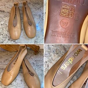 New Wonders $195 Ballet Flat Spain (Women) Sand EU 38 7.5 NWT NO Box Glove Flat